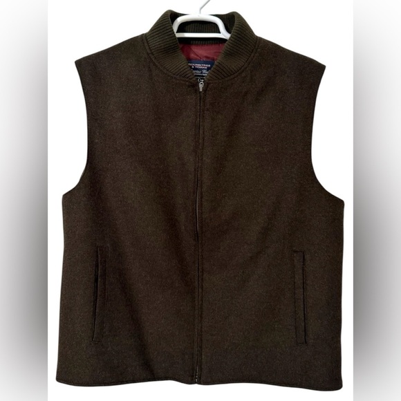Roundtree & Yorke Men’s Brown Luxurious lambswool Zip Up Vest Brown size Large - Picture 1 of 9